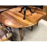 A pine and walnut D end dining table Size 158cm long x 72cm high x 128cm deep extended