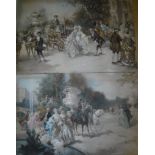 AFTER VICENTE GARCIA DE PAREDES "18th Century French Court Scenes", watercolours on a print base,