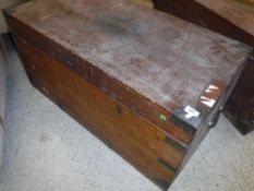 A 19th Century brass bound teak / camphor wood trunk with fitted interior,
