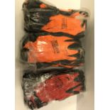 A pack of 24 gripper gloves and 12 Nitrile gloves