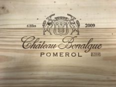 Six bottles Chateau Bonalgue Pomerol 2009 (OWC)
