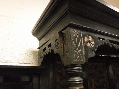 A Victorian Aesthetic period black or ebonised mirrored back sideboard with gilt decoration, - Image 2 of 19