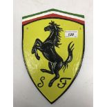 A modern painted cast metal sign "Ferrari Horse"