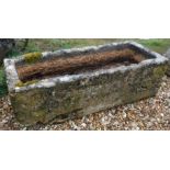 A rectangular natural stone trough,