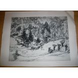 AFTER RAYMOND TEAGUE COWERN (1913-1986) "The Valley of Paive at Sottocastello", etching, signed,