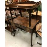 A circa 1800 mahogany butler's tray and later stand, tray 76 cm wide x 59 cm,