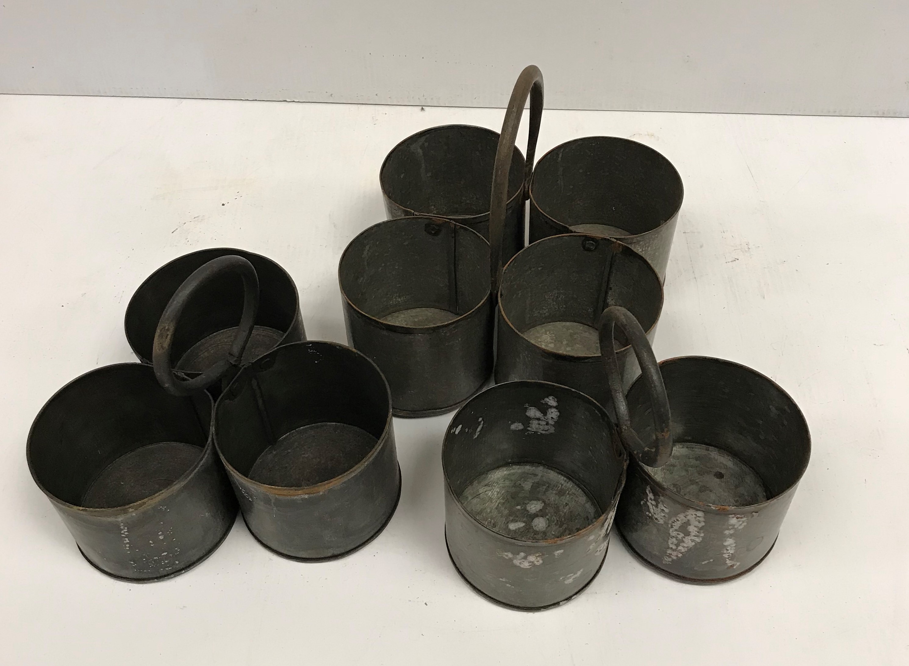 Three various galvanised spice carriers (1 x two, - Image 3 of 3