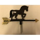A black and gold painted cast iron "Horse" weather vane