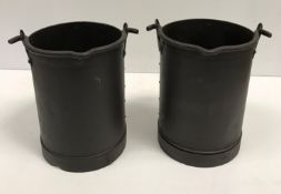 Two vintage style studded metal cylindrical buckets