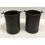 Two vintage style studded metal cylindrical buckets