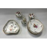 A collection of Copenhagen dinner wares with floral and gilt decoration comprising six plates, 23.