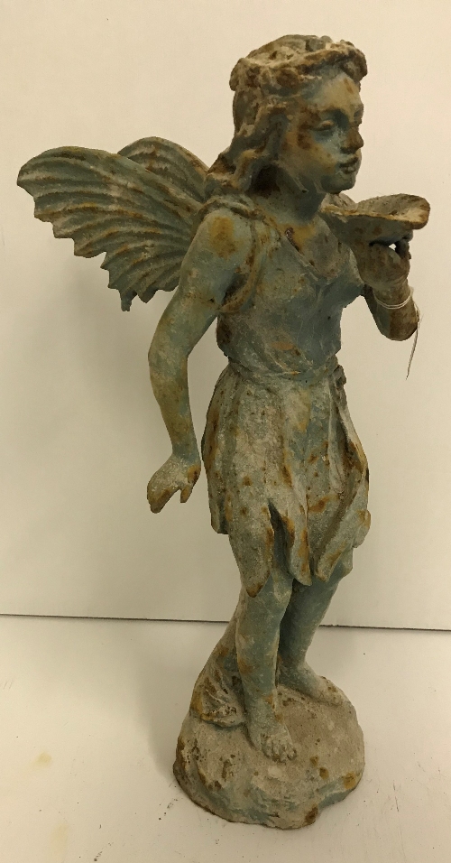 A modern cast metal Fairy with verdigris and rust effect patination, - Image 2 of 2