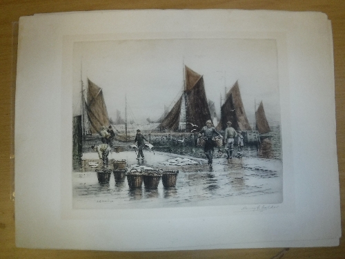 AFTER STANLEY CHARLES ROWLES "Tower Bridge", etching, signed in pencil, image size approx 20. - Image 4 of 7