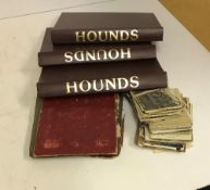 Four bound volumes of "Hounds" magazines, together with a collection of various vintage postcards,