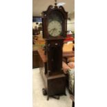 A 19th Century mahogany cased long case clock, the eight day movement with painted arch dial,