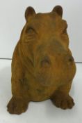 A modern cast iron Hippo with rust effect finish, approx 26.