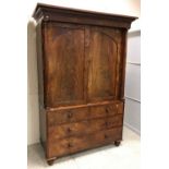 A Victorian mahogany linen press of architectural form,