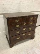 A burr walnut and crossbanded chest in the 18th Century manner,