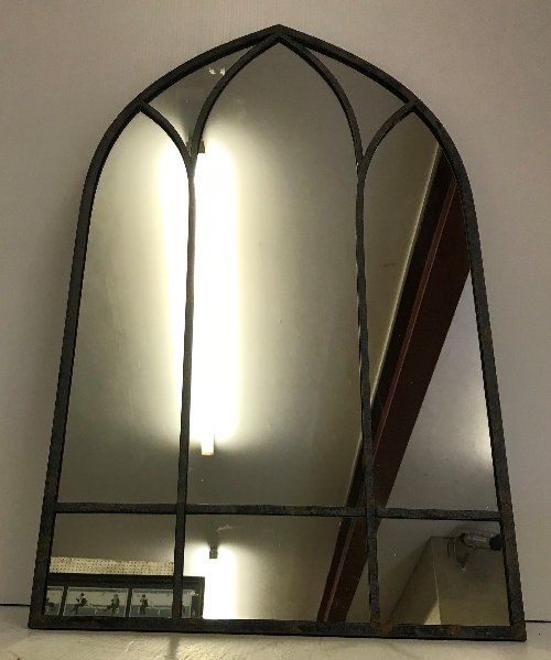 A leaded effect Gothic style garden mirror, - Image 2 of 2