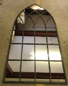 A leaded effect Gothic style garden mirror,