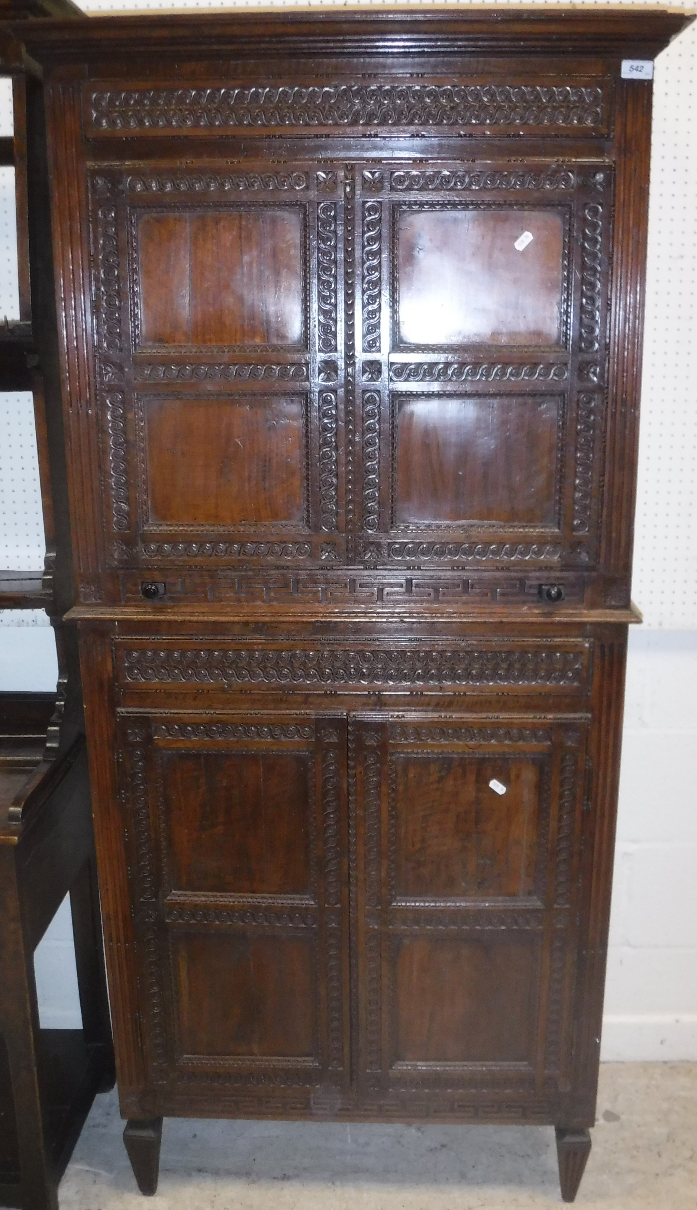 A 19th Century Anglo-Indian rosewood and carved secretaire abattant in the 17th Century taste with - Image 2 of 4