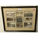 A framed and glazed collection of photographs depicting Worcester Park beagles and a London County