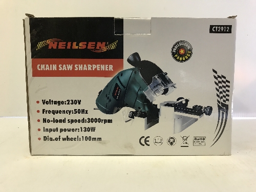 A 230 volt 130 watt chainsaw sharpener