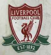 A modern painted cast metal sign "Liverpool Football Club Established 1892",