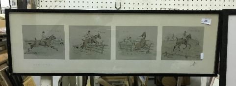 AFTER SNAFFLES "Landing his Wager", a set of four colour lithographs, framed as one,