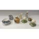 A collection of china, to include a small Worcester leaf design jug,