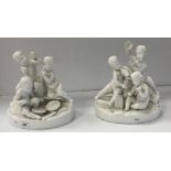 A pair of late 19th Century Jean Gille French porcelain blanc de chine figure groups depicting