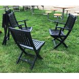 A set of four Neptune black painted slatted garden chairs (2 plus 2)