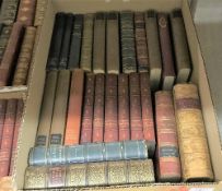Six boxes of assorted antiquarian and later leather bound books to include "Histoire de France" in
