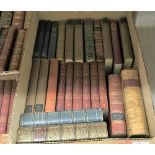 Six boxes of assorted antiquarian and later leather bound books to include "Histoire de France" in