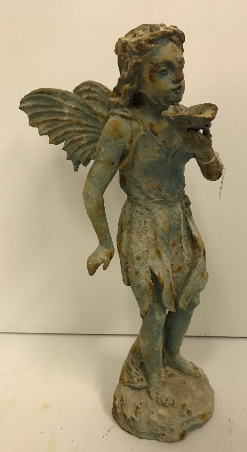 A modern cast metal Fairy with verdigris and rust effect patination,