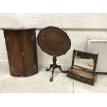 A 19th Century oak bow fronted hanging corner cupboard,