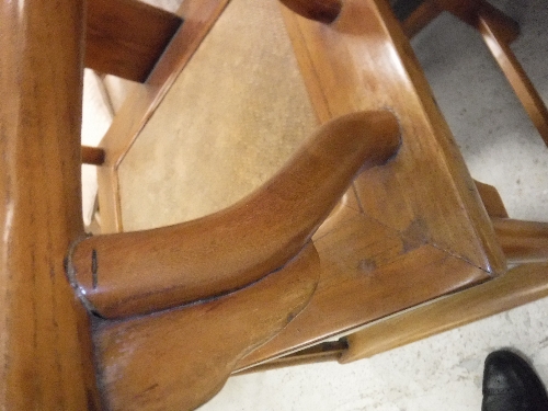A pair of 20th Century Chinese elm elbow chairs with rattan seats on turned legs united by - Image 9 of 16