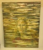 H W JOHN "Woman and Clouds", oil on canvas, signed lower right, unframed,