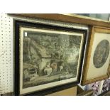 AFTER GEORGE MORLAND "The Happy Cottagers", coloured print in Hogarth style frame,