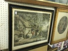 AFTER GEORGE MORLAND "The Happy Cottagers", coloured print in Hogarth style frame,