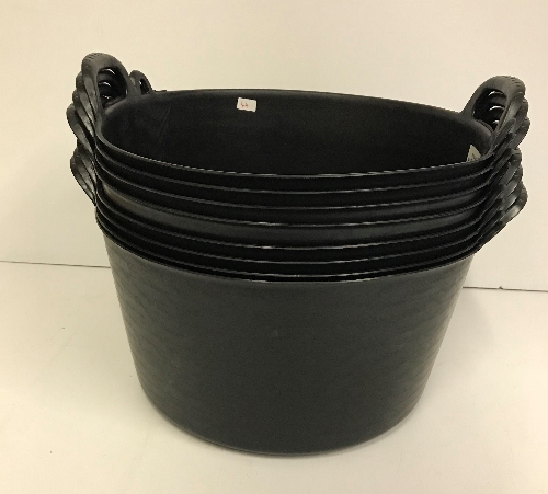 Eight Plastic Forte 26 litre trug buckets