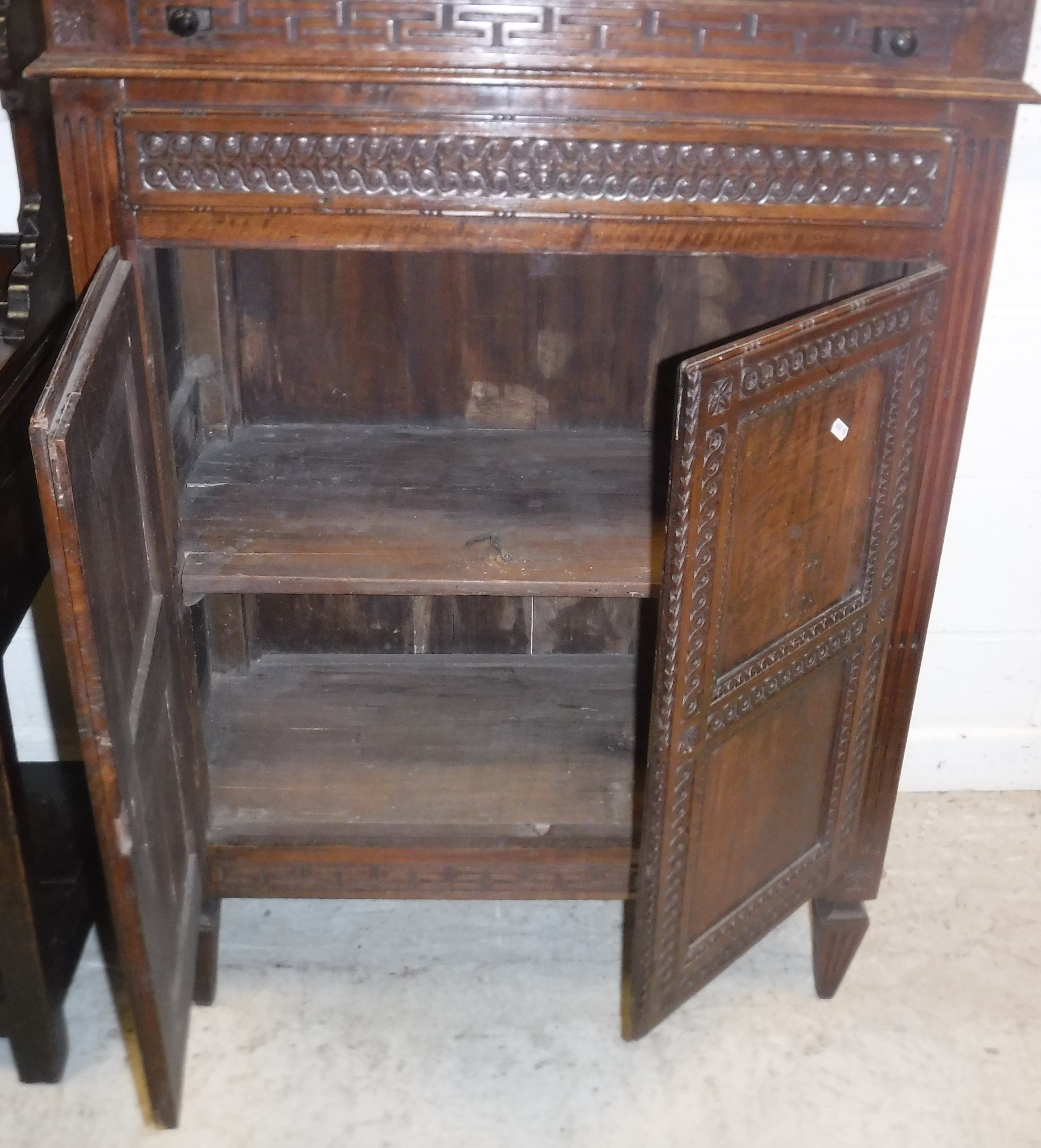 A 19th Century Anglo-Indian rosewood and carved secretaire abattant in the 17th Century taste with - Image 4 of 4