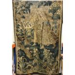 A late 17th / early 18th Century Flemish needlework panel depicting Artemis and another figure in a