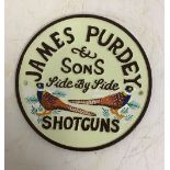 A modern painted cast iron sign inscribed "James Purdey & Son",