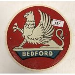 A modern painted cast metal sign "Bedford" 23 cm