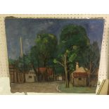 JEAN VINAY (1901-1978) "Buildings in Landscape", oil on canvas, signed bottom left, unframed,