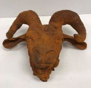 A cast iron Billie Goat head 32 cm high