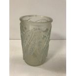 A Lalique 'Laurrier' pattern vase in pale blue,