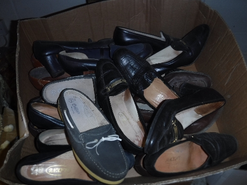 Two boxes of ladies vintage shoes
