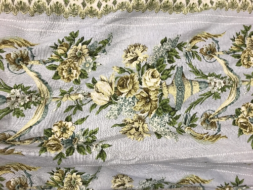 Two pairs of Jean Munro "Versailles" pattern linen type interlined curtains with fixed double - Image 2 of 6